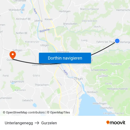 Unterlangenegg to Gurzelen map