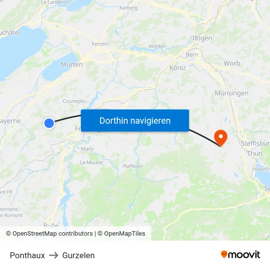 Ponthaux to Gurzelen map