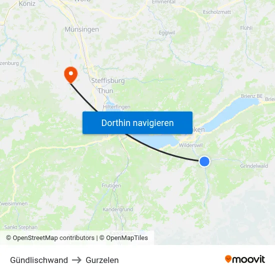 Gündlischwand to Gurzelen map