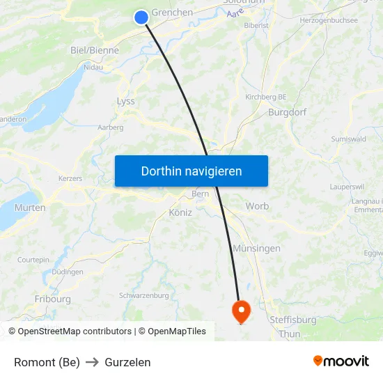Romont (Be) to Gurzelen map