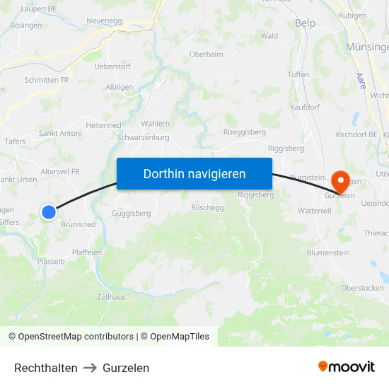 Rechthalten to Gurzelen map