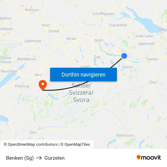 Benken (Sg) to Gurzelen map
