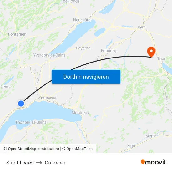 Saint-Livres to Gurzelen map