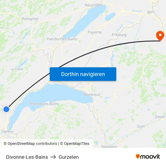 Divonne-Les-Bains to Gurzelen map