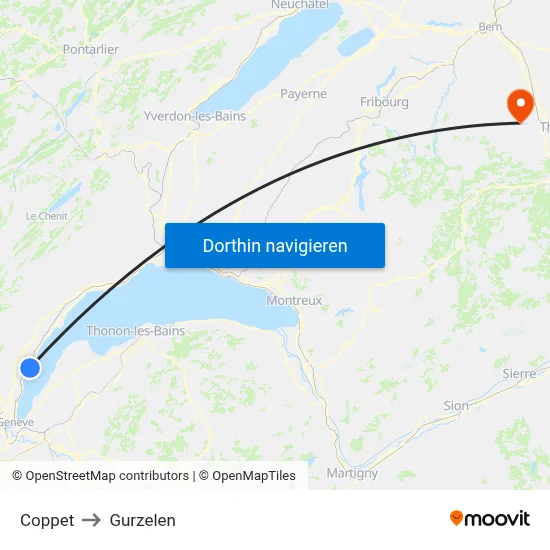 Coppet to Gurzelen map