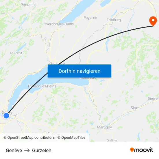 Genève to Gurzelen map