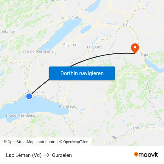 Lac Léman (Vd) to Gurzelen map