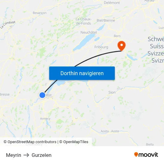 Meyrin to Gurzelen map