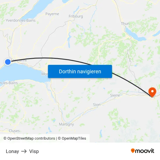 Lonay to Visp map
