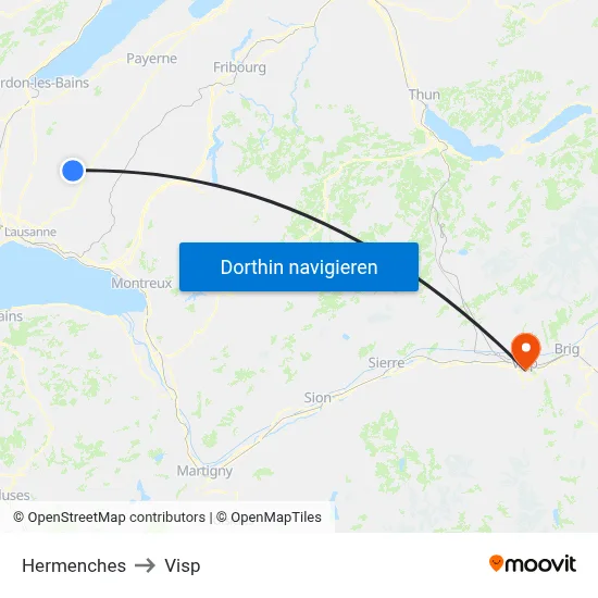 Hermenches to Visp map
