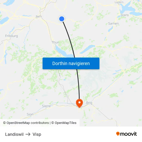 Landiswil to Visp map
