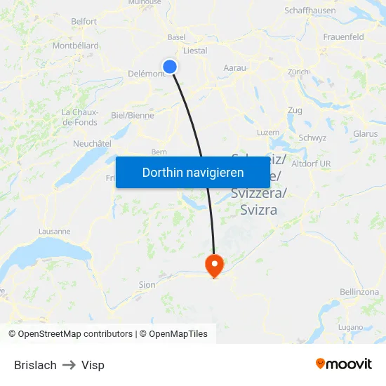 Brislach to Visp map