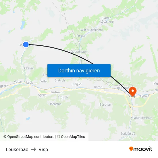 Leukerbad to Visp map