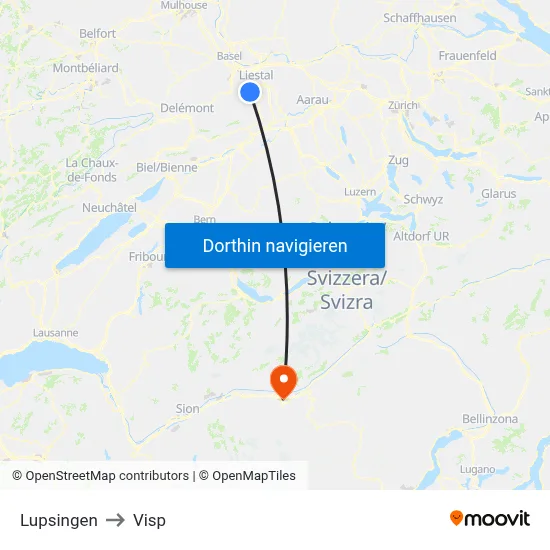 Lupsingen to Visp map