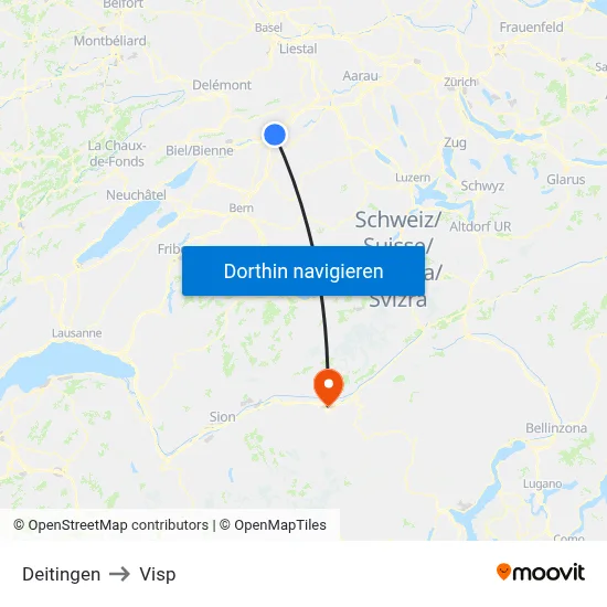 Deitingen to Visp map