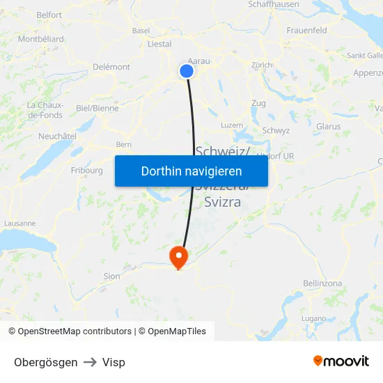 Obergösgen to Visp map
