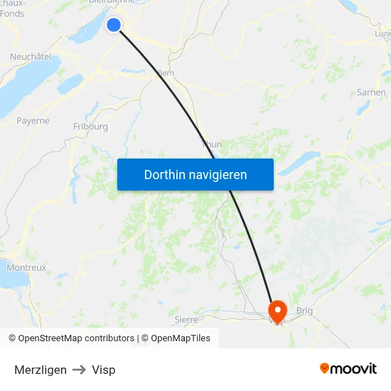Merzligen to Visp map