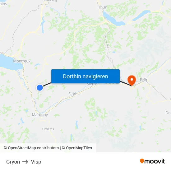 Gryon to Visp map