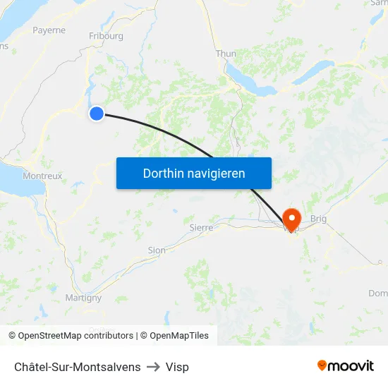 Châtel-Sur-Montsalvens to Visp map