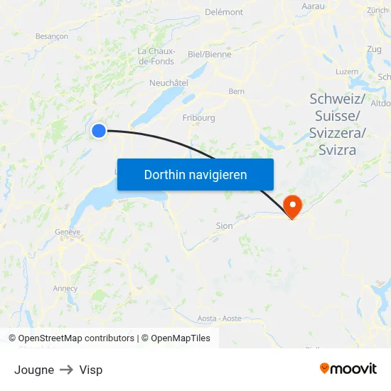 Jougne to Visp map