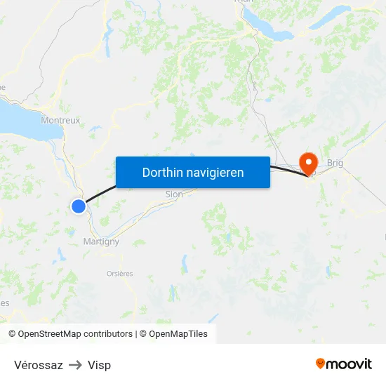 Vérossaz to Visp map