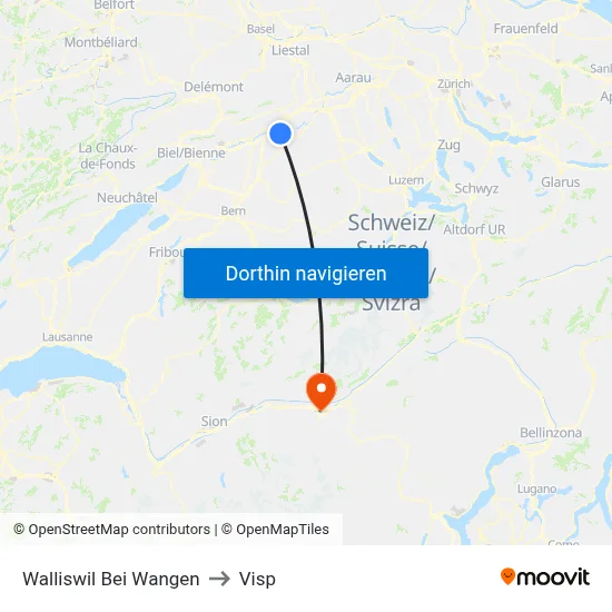 Walliswil Bei Wangen to Visp map