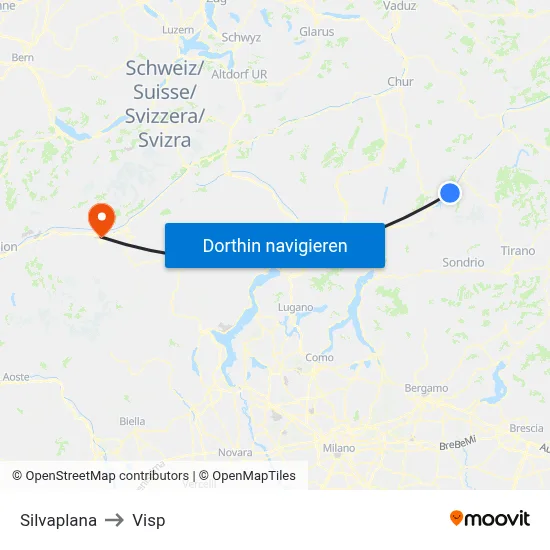 Silvaplana to Visp map