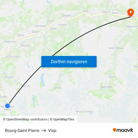 Bourg-Saint-Pierre to Visp map