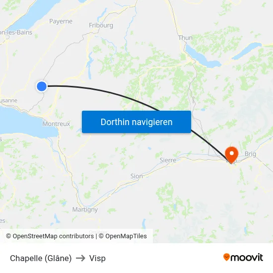 Chapelle (Glâne) to Visp map