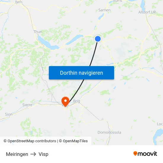 Meiringen to Visp map