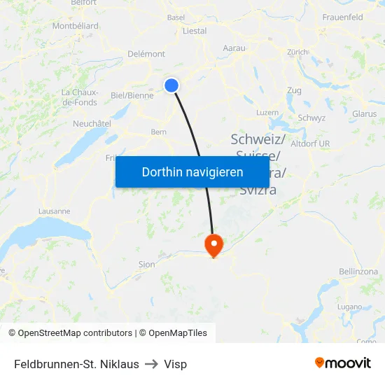 Feldbrunnen-St. Niklaus to Visp map