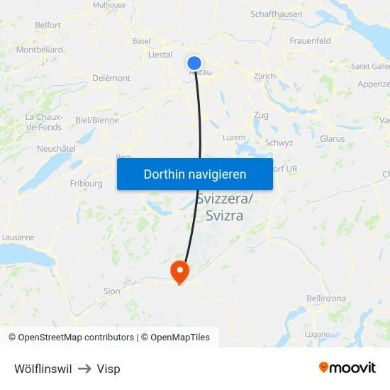 Wölflinswil to Visp map