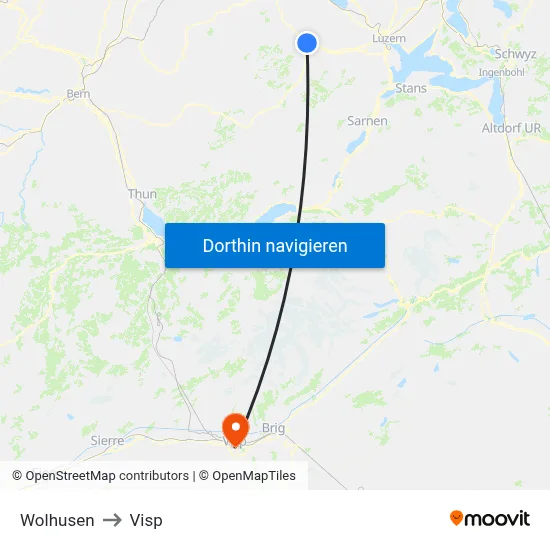Wolhusen to Visp map
