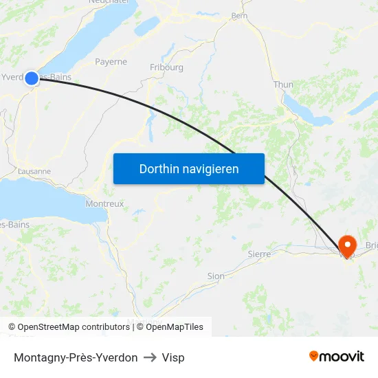 Montagny-Près-Yverdon to Visp map