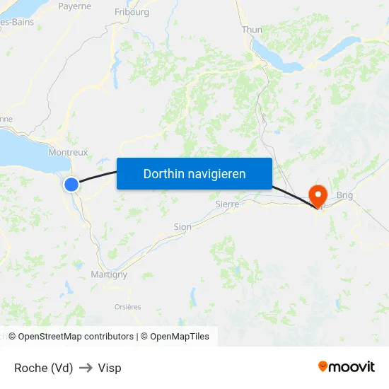 Roche (Vd) to Visp map