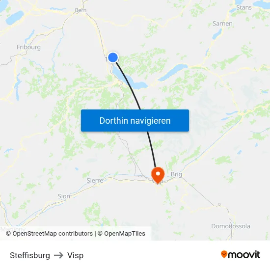 Steffisburg to Visp map