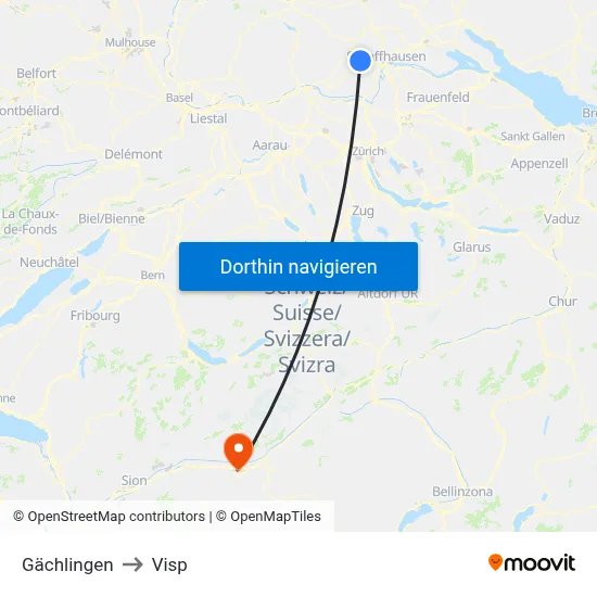 Gächlingen to Visp map