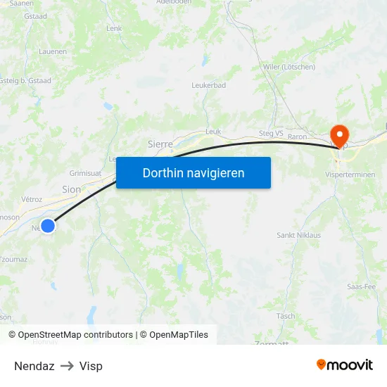 Nendaz to Visp map