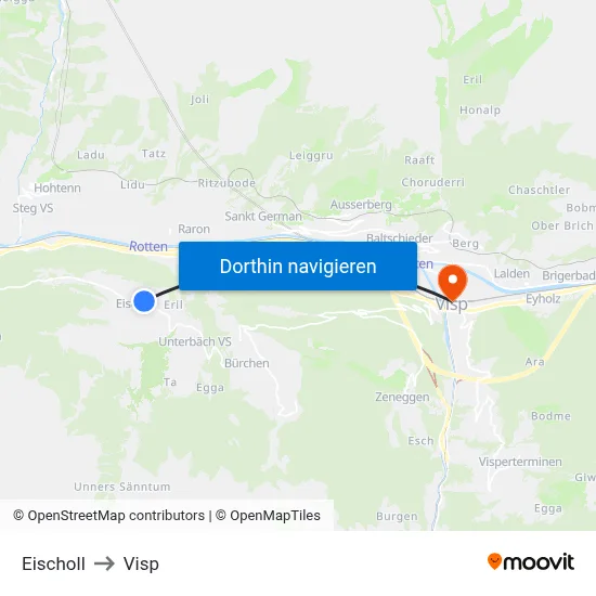 Eischoll to Visp map