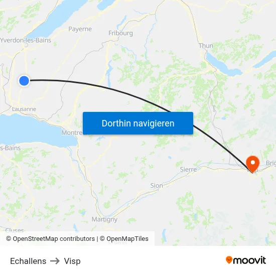 Echallens to Visp map