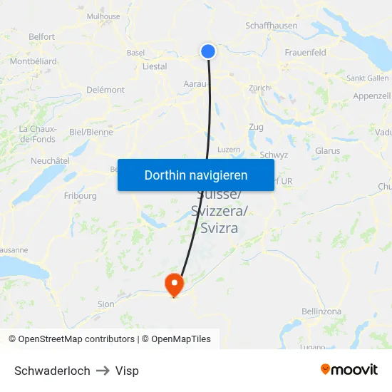 Schwaderloch to Visp map