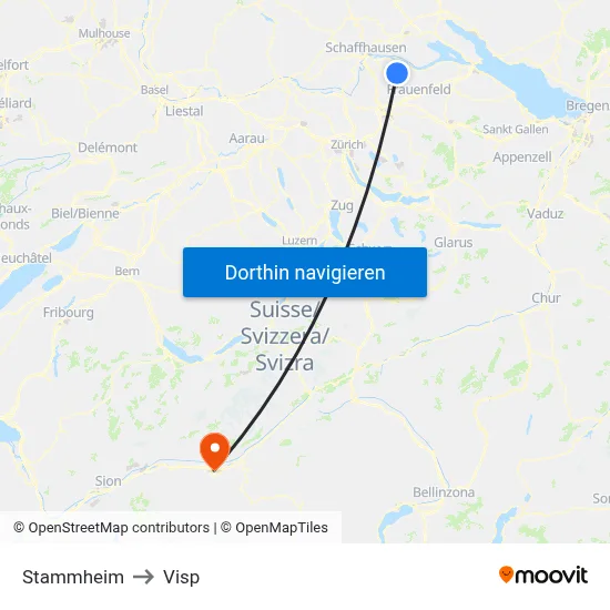 Stammheim to Visp map