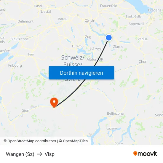 Wangen (Sz) to Visp map