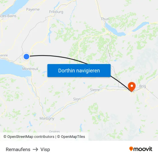 Remaufens to Visp map