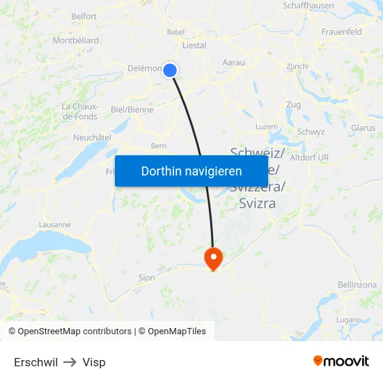 Erschwil to Visp map