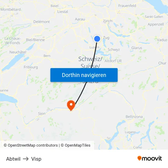 Abtwil to Visp map