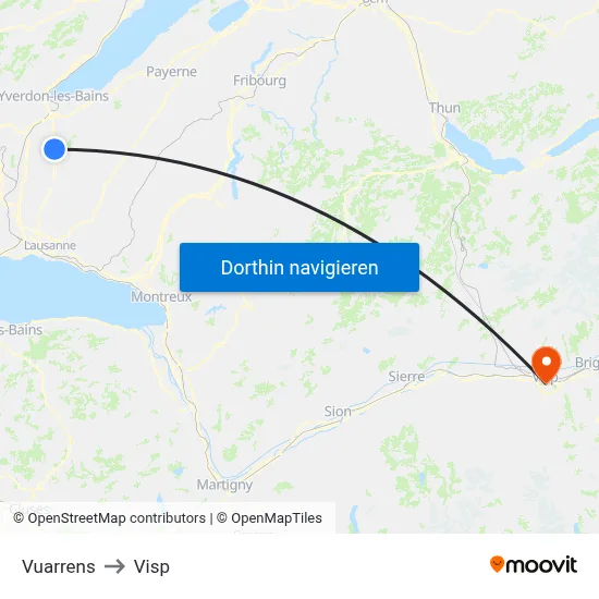 Vuarrens to Visp map