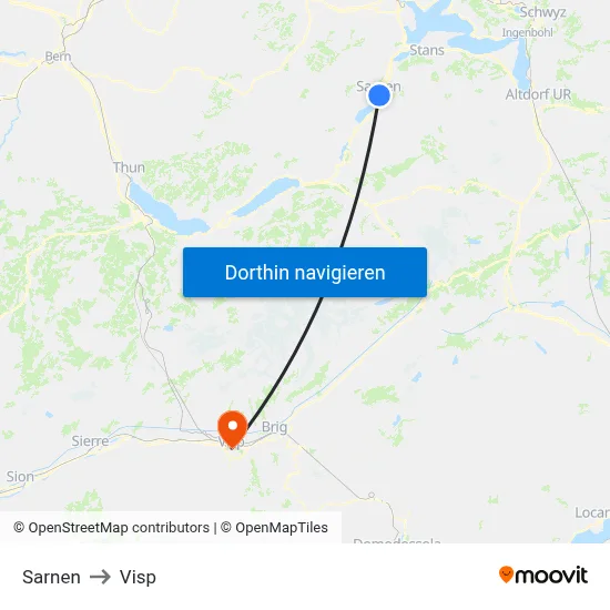 Sarnen to Visp map
