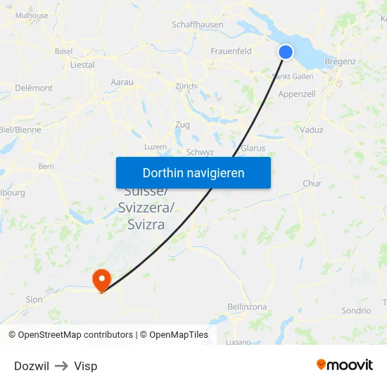 Dozwil to Visp map