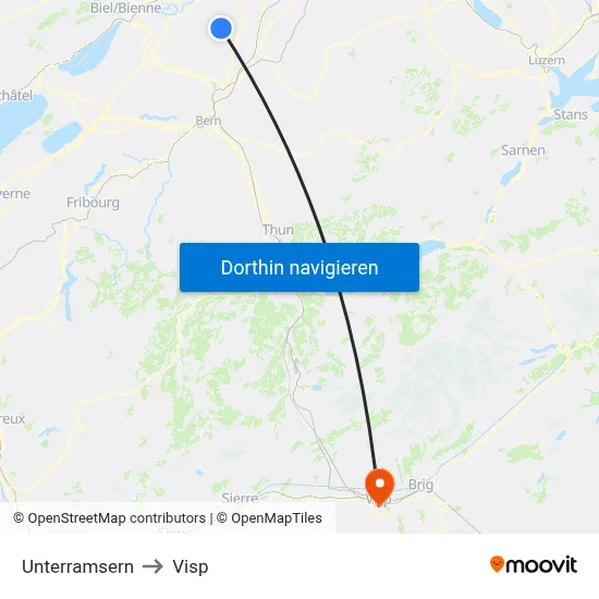 Unterramsern to Visp map